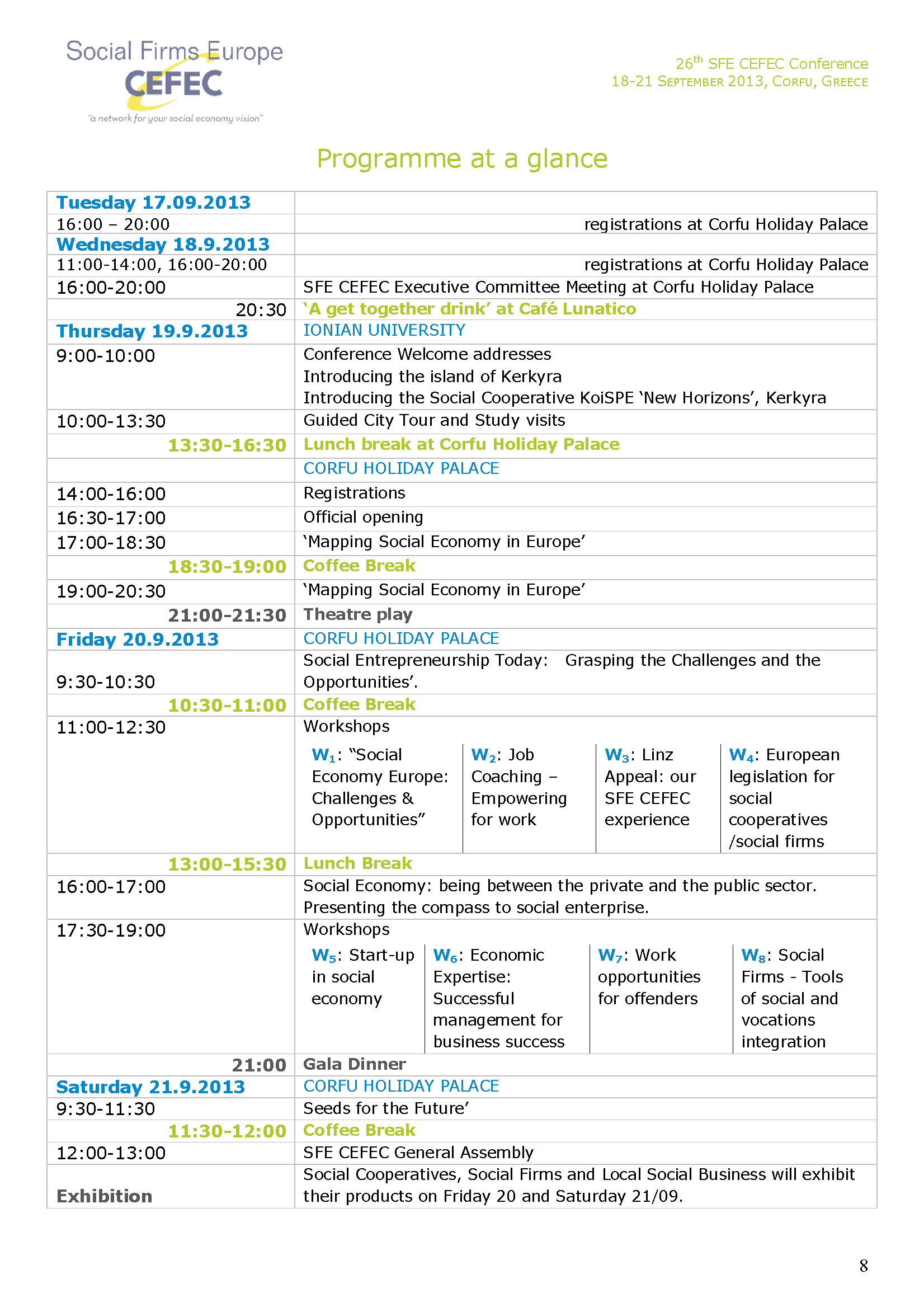 Programme at a Glance